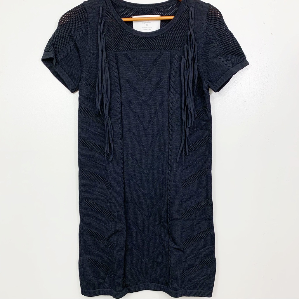 Fine Collection Fringe Sweater Dress Size Xs